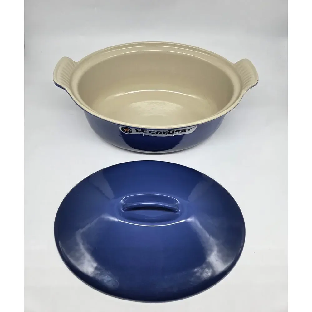 Vtg. Le Creuset Terrine Oval 28cm Azure Blue Williams-Sonoma Covered Casserole